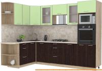 Кухня Интерлиния Мила 1.68x2.8 левая (салатовый-дуб венге-малага) картинка