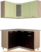 Кухня Интерлиния Мила 12x14 (салатовый/дуб венге) картинка