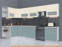 Кухня Интерлиния Мила Матте 1.5x3.4 Б левая (слоновая кость/океан/опал светлый) картинка