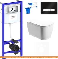 Унитаз Lavinia Boho Relfix Bell Pro Rimless 7 в 1 75110024 (черный/белый стекло) картинка