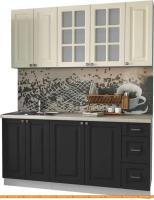 Кухня Интерлиния Мила Деко 1.7А (пепел/слоновая кость/травертин серый) картинка