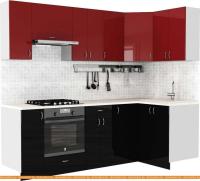 Кухня S-Company Клео глоcс 1.2x2.4 правая (черный глянец/бургундский глянец) картинка