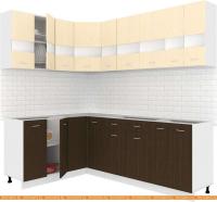 Кухня Кортекс-мебель Корнелия Экстра 1.5x2.2 без столешницы (венге светлый/венге) картинка