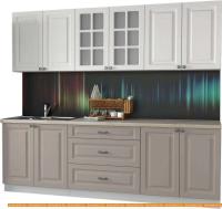 Кухня Интерлиния Мила Деко 2.4 Б (белый/луна/травертин серый) картинка