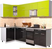 Кухня Интерлиния Мила Gloss 50-12x25 (яблоко/черный глянец) картинка
