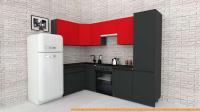 Кухня ВерсоМебель Эко-7 1.4x2.6 левая (красный чили/антрацит/ст.луна) картинка