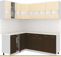 Кухня Кортекс-мебель Корнелия Экстра 1.5x2.1м (венге светлый/венге/королевский опал) картинка