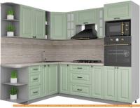 Кухня Интерлиния Мила Деко 1.88x2.4 левая (мята-мята-травертин серый) картинка
