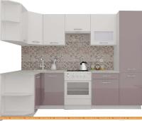 Кухня ВерсоМебель ЭкоЛайт-5 1.3x2.7 левая (белый/глициния) картинка