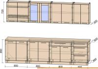 Кухня Интерлиния Мила Пластик 3.0 Б (мрамор/белый глянец/кастилло темный) картинка