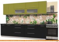 Кухня Интерлиния Мила Пластик 2.9 В (черный гл.-оливковый гл.-кастилло темн) картинка