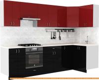 Кухня S-Company Клео глосc 1.2x2.9 правая (черный глянец/бургундский глянец) картинка