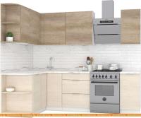 Кухня Интермебель Микс Топ-11 1.9x1.5м левая (дуб каньон-вудлайн кремовый-венато) картинка