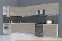 Кухня Интерлиния Мила Матте 1.5x3.6 Б левая (луна/луна/травертин серый) картинка