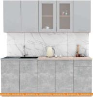 Кухня Интерлиния Мила 20 (серебристый-бетон-бискайская сосна) картинка