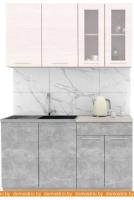 Кухня Интерлиния Мила 14 (вудлайн кремовый-бетон-бискайская сосна) картинка