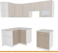 Кухня ВерсоМебель Эко-5 1.2x2.1 левая (крослайн латте/крослайн карамель) картинка