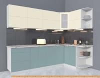 Кухня Интерлиния Мила Матте 1.5x2.6 А правая (слоновая кость/океан/опал светлый) картинка