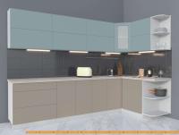 Кухня Интерлиния Мила Матте 1.5x3.0 А правая (океан/луна/травертин серый) картинка