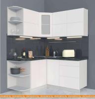 Кухня Интерлиния Мила Матте 1.5x1.7 А левая (белый/белый/опал светлый) картинка