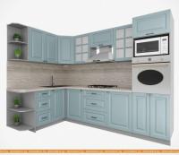 Кухня Интерлиния Мила Деко 1.68x2.8 левая (океан-океан-травертин серый) картинка