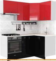 Кухня S-Company Клео глосc 1.2x1.8 правая (черный глянец/красный глянец) картинка