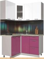 Кухня Интерлиния Мила Пластик 1.2x1.4 (гортензия гл/белый гл/опал светлый) картинка