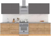 Кухня Интермебель Микс Топ-39 2.6м (графит серый-дуб крафт золотой-ателье светлое) картинка