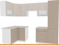 Кухня ВерсоМебель Эко-5 1.2x2.6 левая (крослайн латте/крослайн карамель) картинка