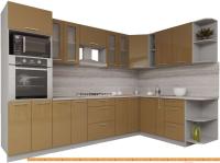 Кухня Интерлиния Мила Gloss 1.88x3.0 правая (капучино-капучино) картинка