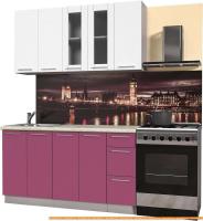 Кухня Интерлиния Мила Пластик 1.5 Б (гортензия гл/белый гл/опал светлый) картинка