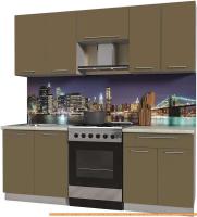 Кухня Интерлиния Мила Пластик 2.1 А (капучино глянец/опал светлый) картинка