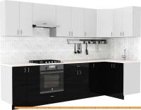 Кухня S-Company Клео глосc 1.2x3.0 правая (черный глянец/белый глянец) картинка
