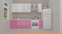 Кухня ВерсоМебель ВерсоЛайн 7-1.9 (белый 001/розовый 011) картинка