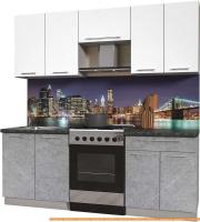 Кухня Интерлиния Мила Пластик 2.1 А (мрамор/белый глянец/кастилло темный) картинка