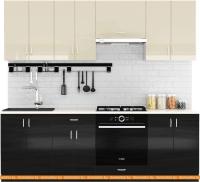 Кухня Сивирин-Компани Клео глосс 2.3 (черный глянец\ваниль глянец) картинка