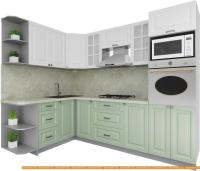 Кухня Интерлиния Мила Деко 1.68x2.6 левая (белый-мята-опал светлый) картинка