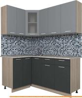 Кухня Интерлиния Мила 12x17 (антрацит/серебро) картинка