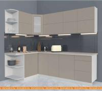 Кухня Интерлиния Мила Матте 1.5x2.4 А левая (луна/луна/травертин серый) картинка