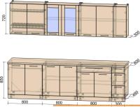 Кухня Интерлиния Мила Пластик 2.7 Б (мрамор/белый глянец/кастилло темный) картинка