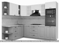 Кухня Интерлиния Мила Деко 1.88x2.6 левая (слоновая кость-пепел-травертин серый) картинка