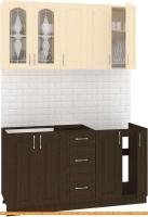 Кухня Кортекс-мебель Корнелия Ретро 1.5м без столешницы (венге светлый/венге) картинка