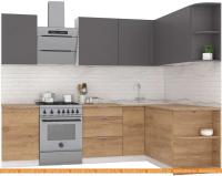 Кухня Интермебель Микс Топ-18 2x1.7м прав (графит серый-дуб крафт зол-ателье св.) картинка