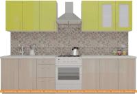 Кухня ВерсоМебель ВерсоЛайн 1-2.4 (зеленый лайм/ясень шимо светлый) картинка