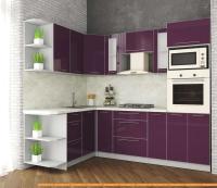 Кухня Интерлиния Мила Пластик 1.68x2.4 левая (слива/слива глянец/опал светлый) картинка