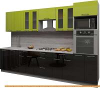 Кухня Интерлиния Мила Gloss 3.2 (яблоня-черный) картинка