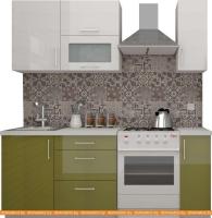 Кухня ВерсоМебель ВерсоЛайн 8-1.4 (белый 001/оливковый 004) картинка