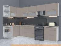 Кухня Интерлиния Мила Матте 1.5x3.1 Б левая (луна/луна/травертин серый) картинка