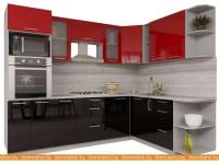 Кухня Интерлиния Мила Gloss 1.88x2.6 правая (красный-черный) картинка