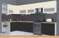 Кухня Интерлиния Мила Матте 1.5x3.5 Б правая (слон кость-пепел-травертин серый) картинка